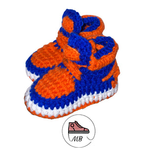 Baby Crochet MB -1 Navy/Orange 0-12 Month's - MumyBuddy