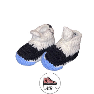 Knitted Shoes for Infants - Black and Light Blue - MumyBuddy