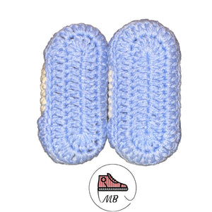 Knitted Shoes for Infants - Black and Light Blue - MumyBuddy