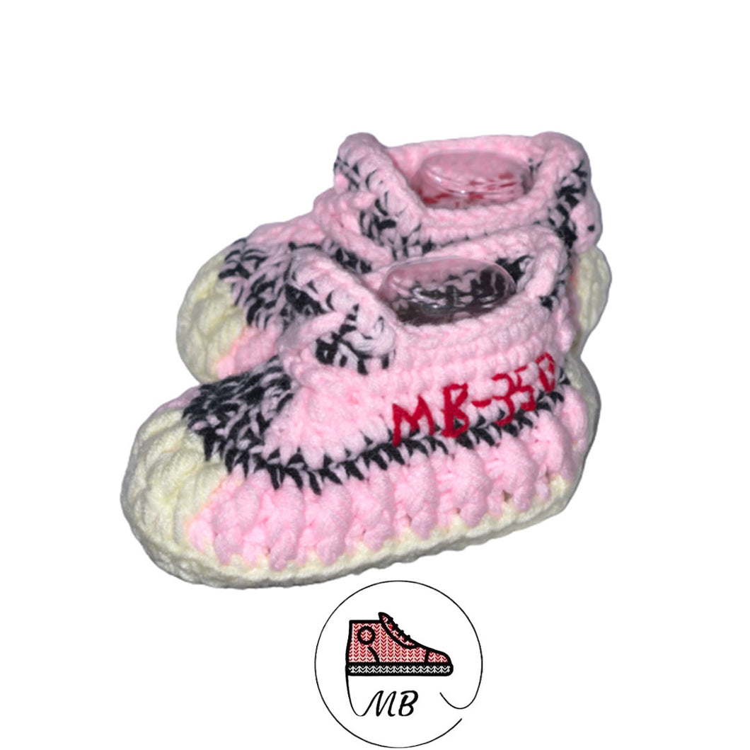 Knitted Shoes For Baby - White And Pink YZY By MumyBuddy - MumyBuddy