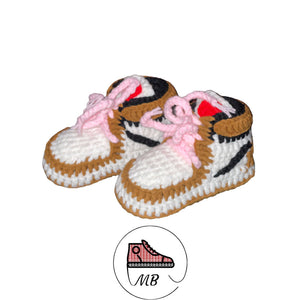 Crocheted Infant Sneakers -MB -1  0-12 Month’s Brown/Pink - MumyBuddy