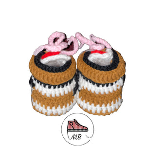 Crocheted Infant Sneakers -MB -1  0-12 Month’s Brown/Pink - MumyBuddy