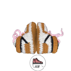 Crocheted Infant Sneakers -MB -1  0-12 Month’s Brown/Pink - MumyBuddy